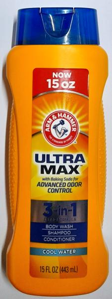 ARM & HAMMER Ultra Max 'Cool Water' 3in1 Shampoo Conditioner Body wash 443 ml